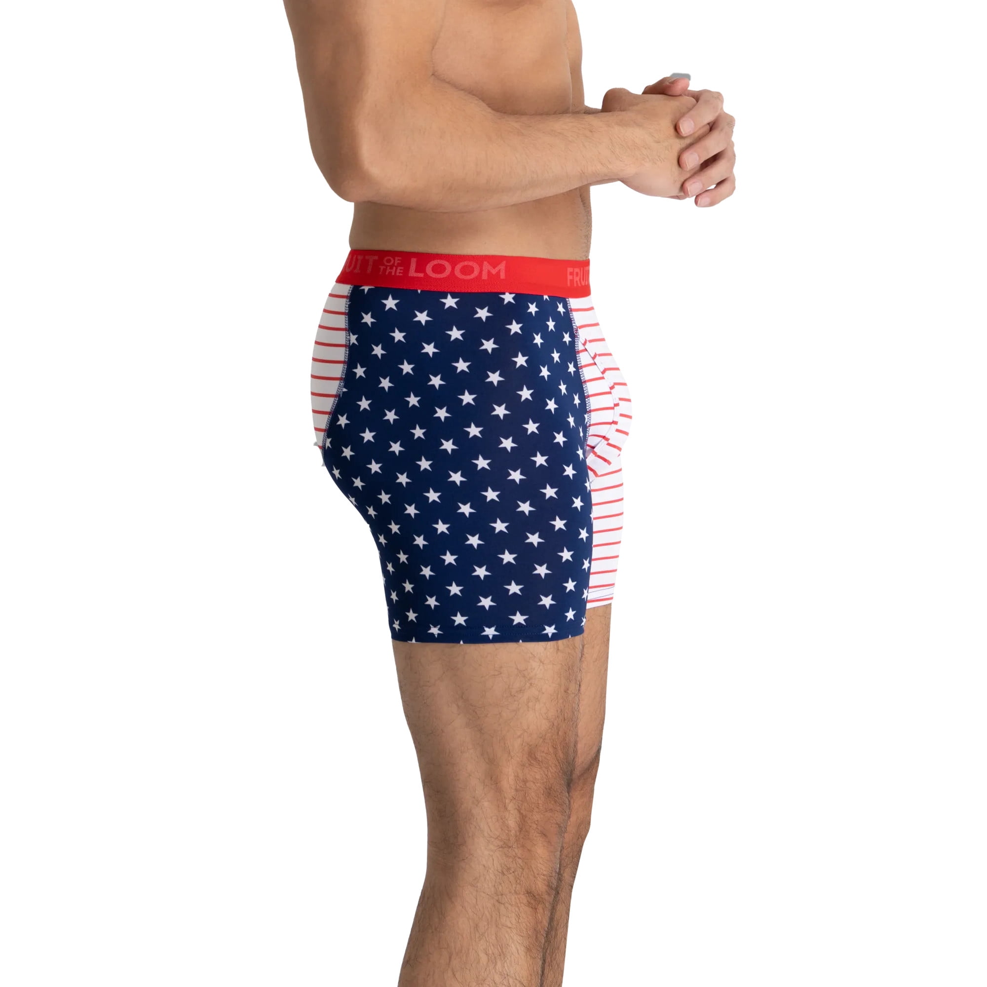Fruit of the Loom Men's Americana Stretch Boxer Briefs, Moisture Wicking Underwear, 3-Pack