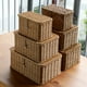 thumbnail image 3 of Caja de almacenamiento tejida de ratán de imitación de plástico con tapa Cesta de almacenamiento para el hogar Caja de almacenamiento de escritorio, 3 of 4