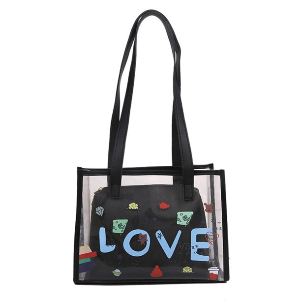 Sywqhk Bolso De Hombro De Dibujos Animados Transparente Para Mujer Retro Mini Monedero Bolsos Compuestos (Negro) Sywqhk Para estrenar