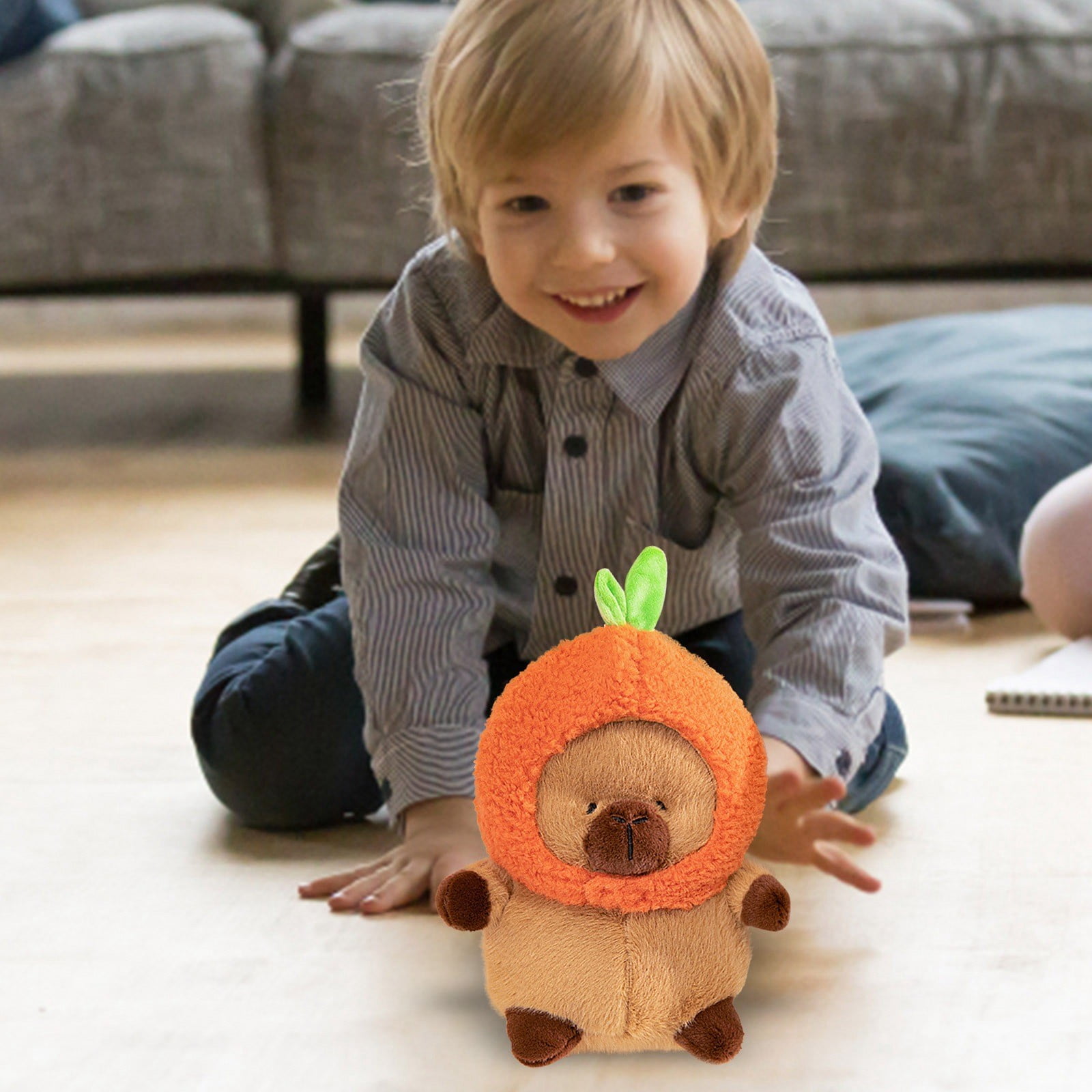 Musatteng Adorable Capybara Plush Toy with Removable Hat - Interactive Dress-Up Doll for Girls 3+, Soft Stuffed Animal & Imaginative Play Companion