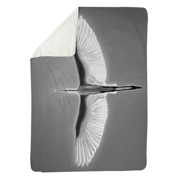 Begin Home Decor 5545-6080-AN445 60 x 80 in. Great Blue Heron In Flight-Bird-Sherpa Fleece Blanket