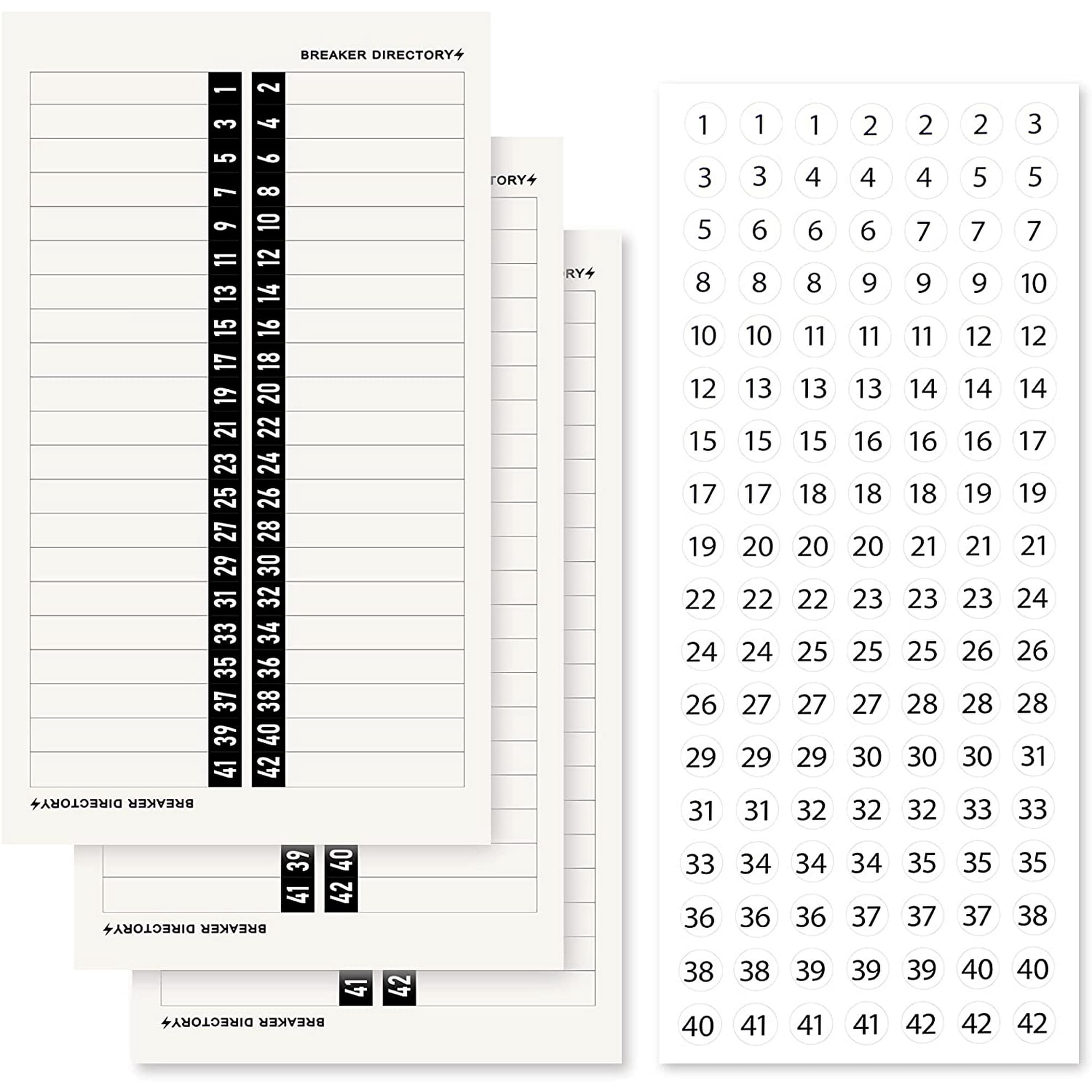 4 Pieces Circuit Breaker Directory Label Sticker Load Center Identification Sticker Adhesive Electrical Panel Sticker Breaker Number Sticker for Door ...