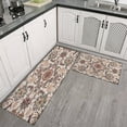 thumbnail image 3 of Boho Brown Vintage Carpet Rugs and Mats Non Skid Washable Absorbent Microfiber Soft Kitchen Mat for Floor Set Of 2 Decor Stain Resistant 17"x47"+17"x30", 3 of 7