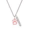 thumbnail image 1 of Delight Jewelry Acrylic Small Paw Light Pink Silvertone Sisters Best Friends Forever Bar Charm Necklace, 23", 1 of 4