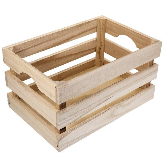 BESTOYARD Khaki Wooden Storage Basket Large Capacity Wood Crate Box for Sundries and Clothes