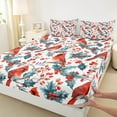 thumbnail image 3 of Manfei Red Cardinals Berry Bed Sheets,Rustic Leaves King Sheets,Merry Xmas Christmas Sheet Set For Girl Teens,Ultra Soft Home Decor,4pcs, 3 of 7