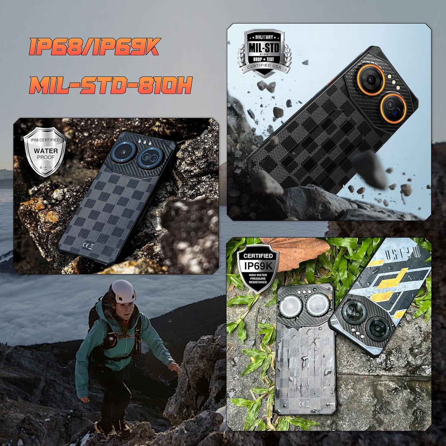 IIIF150 Air3 Rugged Phone 12GB+512GB Night Vision 6.6'' Android 14 Helio G96 100MP Rear Camera 5000mAh Battery NFC 4G Smartpone