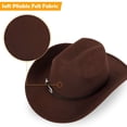 thumbnail image 6 of BadPiggies Western Cowboy Hat for Men Women Classic Roll Up Wide Brim Fedora Hats with Buckle Belt, 6 of 7