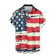 thumbnail image 5 of WREESH Men Summer Button Up Shirt American Flag Print Short Sleeve Casual Hawaiian Beach Shirt 4th of July with Pocket, 5 of 7