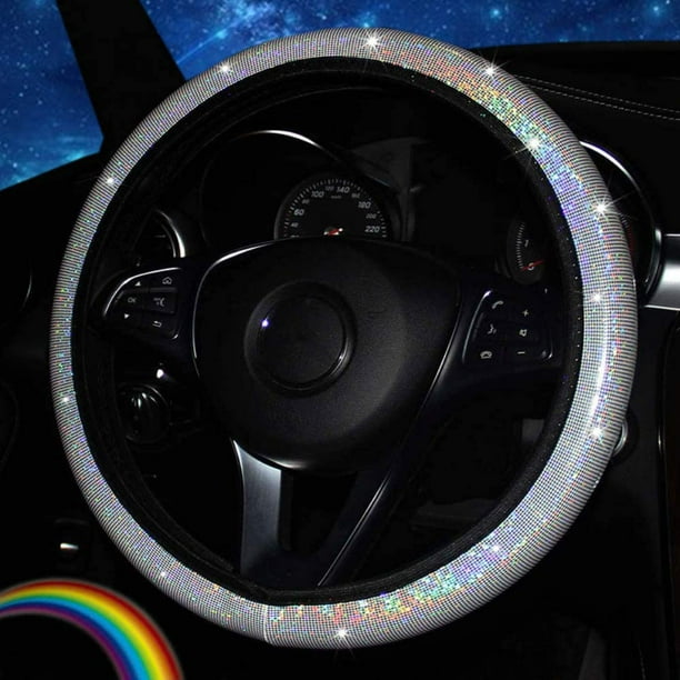 MRTIOO Cute Soft Colorful Bling Bling - Funda universal para volante de mujer de 15 pulgadas para SUV, furgoneta, sedán, coche, camión, color rosa Ormromra WMZL-1394-4