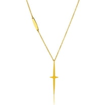 ELYA Women's Elongated Star Cross Gold Plated Stainless Steel Necklace - 17"