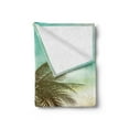 thumbnail image 2 of Island Party Soft Flannel Fleece Throw Blanket, Tropical Sunset Horizon Scene on Misty Sky Surreal Serene Coastal, Cozy Plush for Indoor and Outdoor Use, 60" x 80", Pale Peach Turquoise, by Ambesonne, 2 of 5