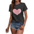 thumbnail image 5 of Outfmvch Tshirts for couple short sleeve shirts for women Love Heart Grahic Valentine's Day Crew Neck Graphic Short Sleeve Couple Tops Valentine's Day shirt shirts for women graphic t-shirts Black 3XL, 5 of 6