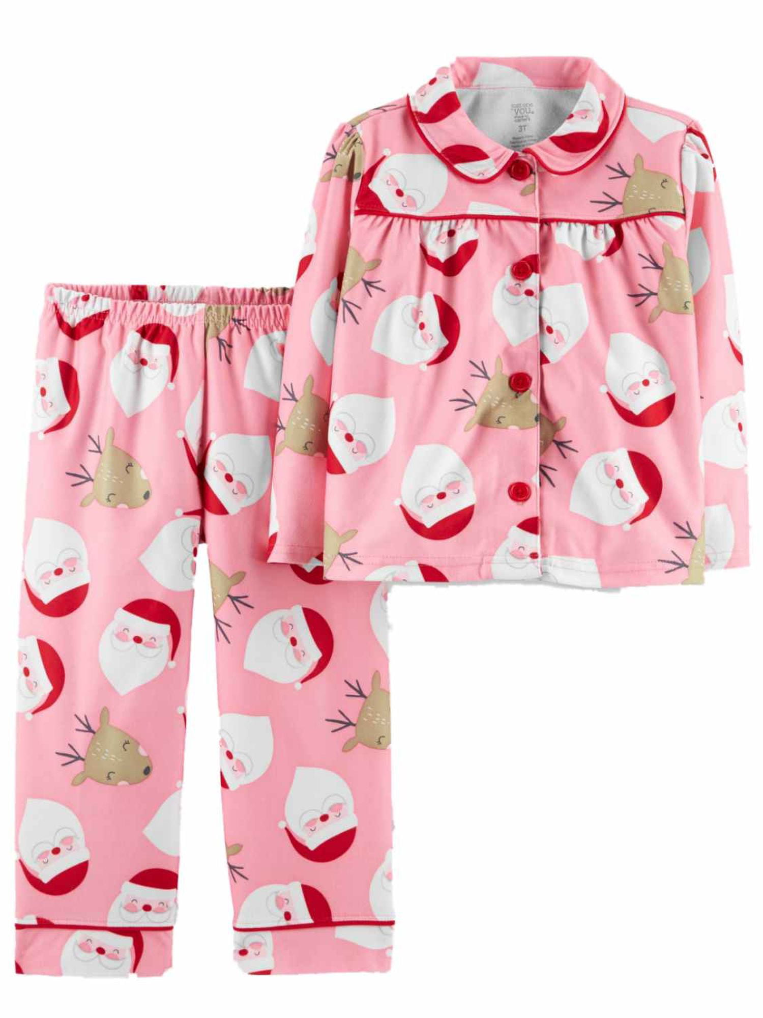 Carter’s Just One You Toddler Girl Pink Christmas Santa Claus Pajamas 18 mths 3T 