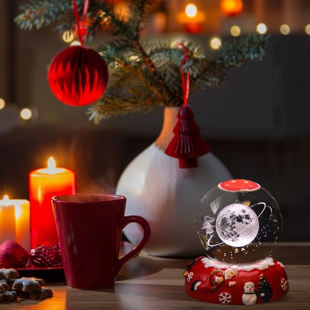 pstuiky Adornos navideños luz nocturna de cristal navideña decoración del hogar luz ambiental adornos de cristal novedosos