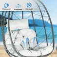 thumbnail image 4 of Dextrus Hanging Egg Swing Chair Outdoor Wicker Hammock Chairs Indoor with Steel Stand UV Resistant Cushion 350lbs for Patio, Bedroom, Garden and Balcony, Gray, 4 of 5