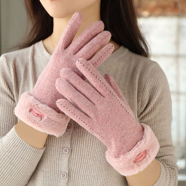 Guantes de lana de cachemira para mujer, bonitos guantes de invierno para montar, cálidos, acolchados, con pantalla táctil, resistentes al frío y para esquiar