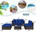 thumbnail image 2 of Gymax 5PCS Rattan Patio Conversation Set Outdoor Furniture Set w/ Ottoman Navy Cushion, 2 of 10