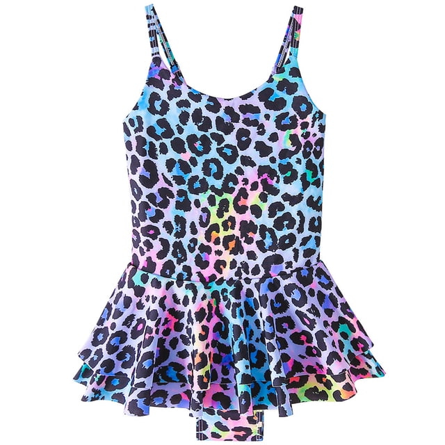 Birdeem Toddler Kids Baby Girls Fashion Cute Leopard Print Bikini Ruffles One-Piece Swimsuit