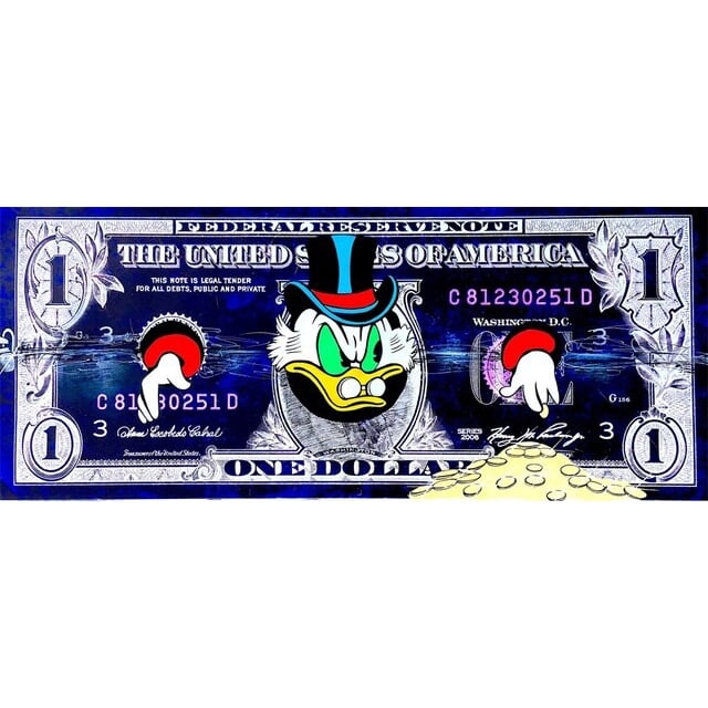 Disney Cartoon Wall Posters And Prints Wall Art Donald Duck Mickey Mouse on Canvas Painting Graffiti Money Picture Home Decor20x40cm Unframed Gao Jinjia LED