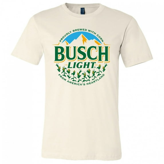Busch Light Beer Proudly Brewed with Corn Circle Logo Natural T-Shirt-2XLarge