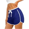 thumbnail image 3 of Ndbuld High Waist Yoga Shorts for Women 3PC Women Casual Summer Sports Shorts Workout Yoga Shorts Active Shorts Gift for Girls Blue XL, 3 of 6