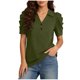 thumbnail image 1 of Camisetas de Manga Corta de Verano para Mujeres Moda Pullover de Color Sólido Botón de Solapa Botón Extraíble Camisetas de Manga Corta de Verano de las Mujeres, 1 of 5