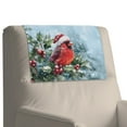 thumbnail image 4 of SCRAWLGOD Christmas Cardinal Holly Snow Print Blue 2 Piece Sofa Headrest Cover 17x27in Anti Slip Headrest Protector for Recline Chair Waterproof PU Leather Couch Head Rest Cover for Home, 4 of 7