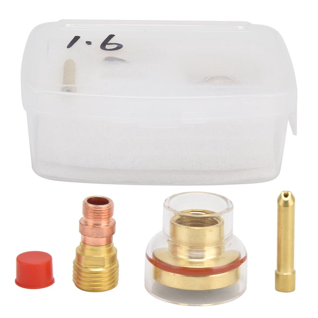 Boquilla de vidrio para soplete de soldadura de argón, kit de soldadura TIG de 1,6 mm, equipo de soldadura TIG, kit de soldadura de alto rendimiento