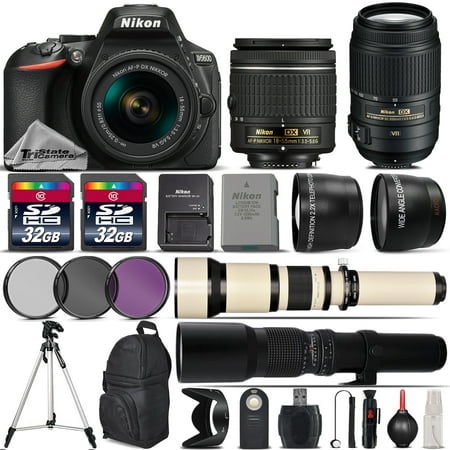 Image of Nikon D5600 DSLR Camera + 18-55mm VR Lens + 55-300mm VR Lens + 650-1300mm Lens