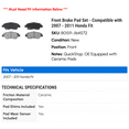 thumbnail image 2 of Front Brake Pad Set - Compatible with 2007 - 2011 Honda Fit 2008 2009 2010, 2 of 2