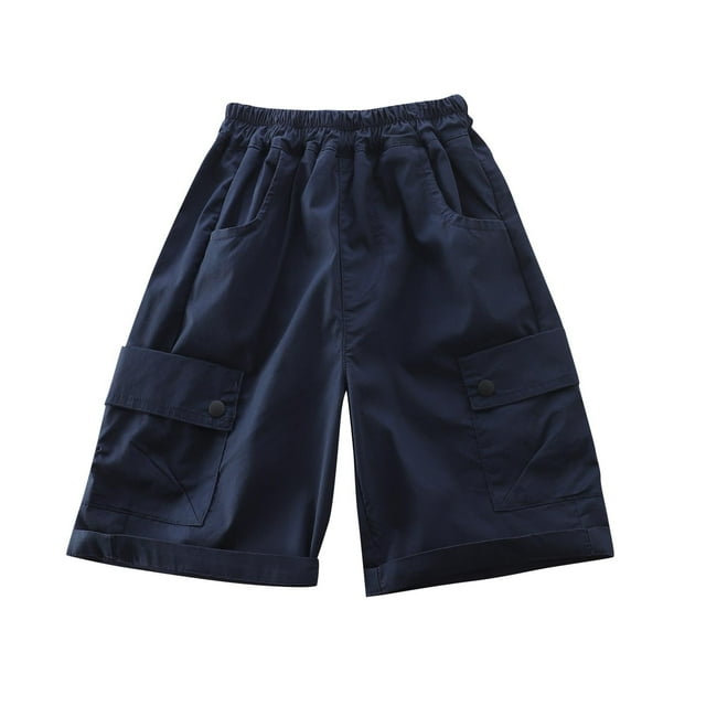 Timegard Vêtements Garçons Shorts Cargo Enfants Randonnée Extérieure Pantalons Amples Longueur Genou Multi-Poches Été