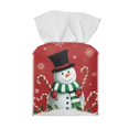 thumbnail image 2 of POLERO Tissue Box Cover, Snowman Snowflakes Square Tissue Box Holder with Bottom Belt - Waterproof PU Leather Christmas Decorative Organizer for Tabletop, Bathroom, Car, Office, 2 of 7