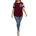 thumbnail image 6 of ZXSXSY Women Plus Size Round Neck Short Sleeves Colorblock Tunic Shirt XL-5XL, 6 of 7
