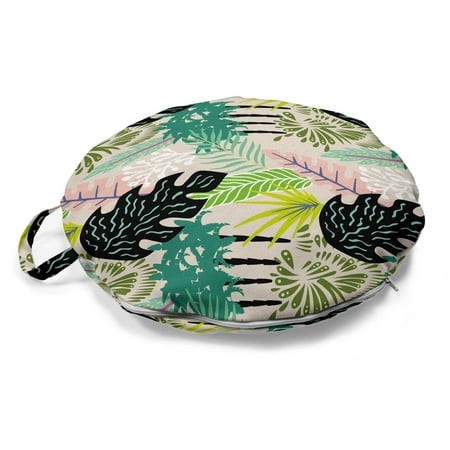 

Botanical Round Floor Cushion with Handle Jungle Tropical Palm Leaves Banana Tree Pattern Decorative Pillow for Living Room & Dorms 18 Round Multicolor by Ambesonne