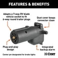 thumbnail image 2 of CURT 57720 7-Way RV Blade Vehicle-Side to 6-Way Round Trailer Wiring Adapter with Backup Alarm, Center Pin Brake Lights, 2 of 5