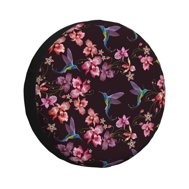 Fotbe Humming Bird And Tropical Funda de Llanta de Repuesto con Estampado, Engrosada, Ajuste Universal para Jeep, Remolque, RV, SUV, Camión-17 inch
