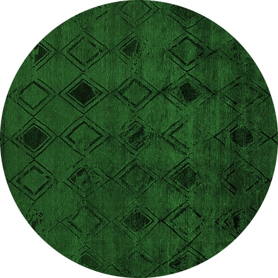 Ahgly Company Indoor Round Oriental Green Industrial Area Rugs, 3' Round