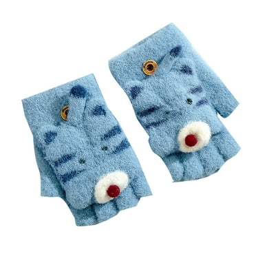 ZPYESWOW Toddler Kids Short Knitted Gloves Winter Thick Fleece Lining Mittens Winter Cute Tiger Clamshell Gloves Kids Gloves Winter for Toddler Boy