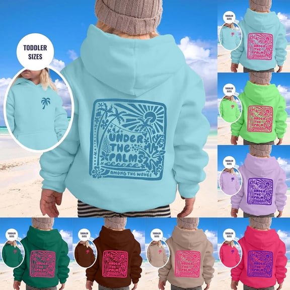 RTKFRFLM Girls Casual Graphic Hoodie Long Sleeve Hooded Pullover Pullover Top Purple 10-11 Years