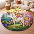 thumbnail image 5 of Round Area Rug, Unicorn Art Design Non-Slip Floor Mat, Soft Washable Carpet for Living Room Bedroom Decor 59 Inch, 5 of 6