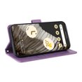 thumbnail image 4 of Compatible with Google Pixel 7 Pro Wallet Case with Card Holder & Cash Slot [RFID Blocking],Wallet Wristlet Pressed Butterfly Flower PU Leather Magnetic Flip Folio Cover for Women Men,Purple, 4 of 11