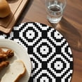 thumbnail image 3 of Black White Geometric Round 13 Inch Placemats Set of 8, Modern Abstract Art HeatResistant Non Slip Place Mats for Dining Table, Wipeable Braided Kitchen Table Mats for Housewarming, 3 of 9
