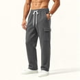 thumbnail image 6 of Homenesgenics Sweatpants Men with Pockets Open Bottom Elastic Waistband Drawstring Straight-Leg Work Trousers Gray M, 6 of 9