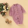 thumbnail image 6 of QUYUON Infant Baby Knit Jumpsuits Newborn Toddler Baby Girls Long Sleeve Button Front Rompers Kids Ribbed Knitted One-Piece Bodysuits Outerwear Sweaters Coat 100, 6 of 8