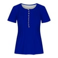 thumbnail image 4 of Birdeem Womens Printed V-Neck Button Up Short Seeved Top, 4 of 12