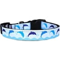 thumbnail image 4 of Pet Dog  Cat Nylon Collar or Leash, "Blue Dolphins", 4 of 4