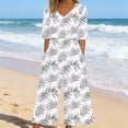 thumbnail image 4 of Pantalones de Vestido Casual para las Mujeres Impresión Floral Manga Corta Cuello en V Cremallera Lateral Bolsillo Pantalones de Sudadera para el Verano, 4 of 5