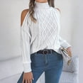 thumbnail image 5 of Elegant Women's Cold Shoulder Turtleneck Pullover Sweater Long Sleeve Soft Knit Winter Fashion Top Womens Casual Pullover Tops Long Sleeves Casual Shirts, 5 of 6