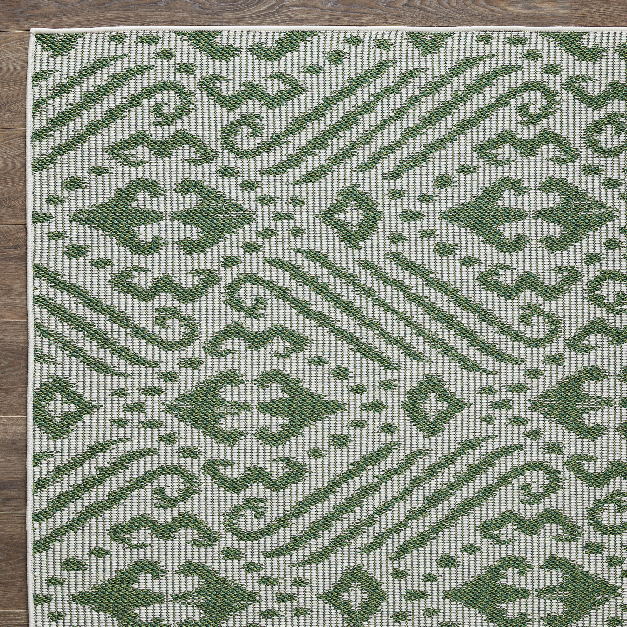 Loomaknoti Breyleigh Calitrah 6' x 9' Green Ikat Indoor/Outdoor Area Rug
